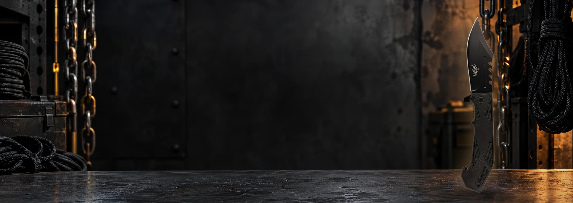 MTech USA knife standing upright in a themed scene